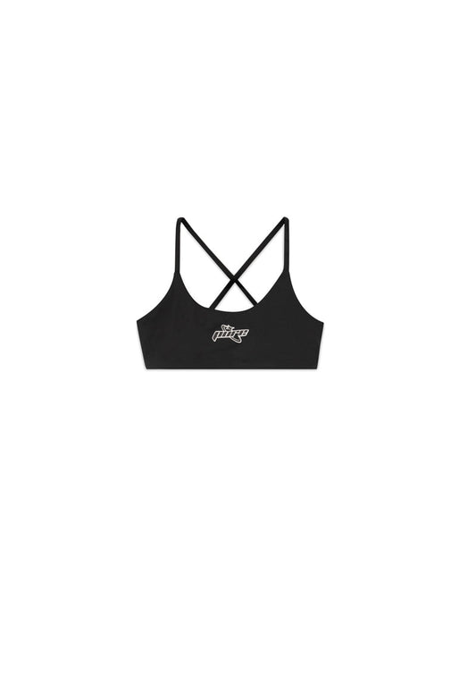 PURE2K Black Cross Crop Top