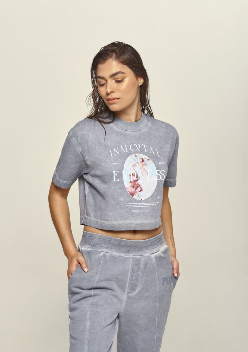 Gray Washed Pure Inmortal Croptop
